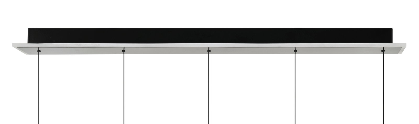 Moderne LED-Pendelleuchte in rechteckiger Form, seitliche Perspektive