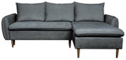 Graues Ecksofa mit Holzfüßen, Ansicht von vorne
