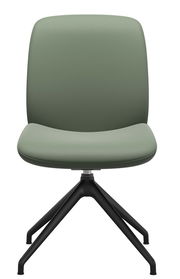 Moderner grüner Stuhl mit schwarzem Metallgestell, Frontalansicht