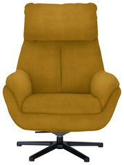 Gelber Sessel Beldomo Style LARGO mit hoher Rückenlehne und schwarzem Drehfuß, Frontalansicht