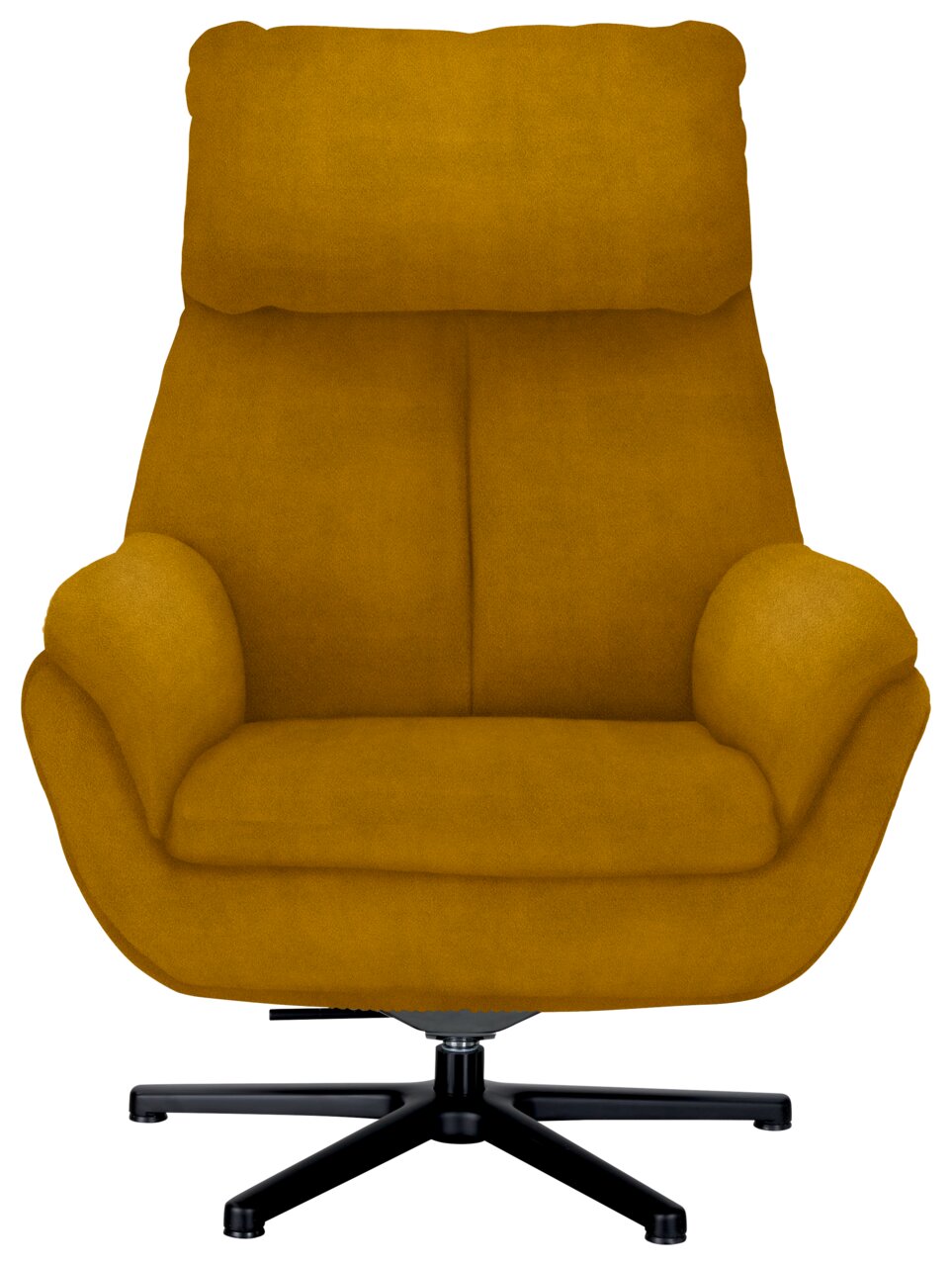 Gele fauteuil Beldomo Style LARGO met hoge rugleuning en zwarte draaivoet, vooraanzicht