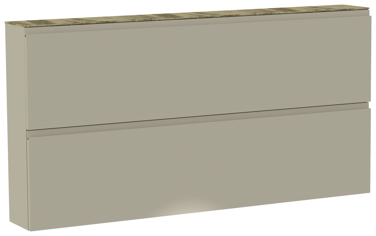 XL-Hängeschuhschrank in Beige mit zwei Klappen, seitliche Perspektive