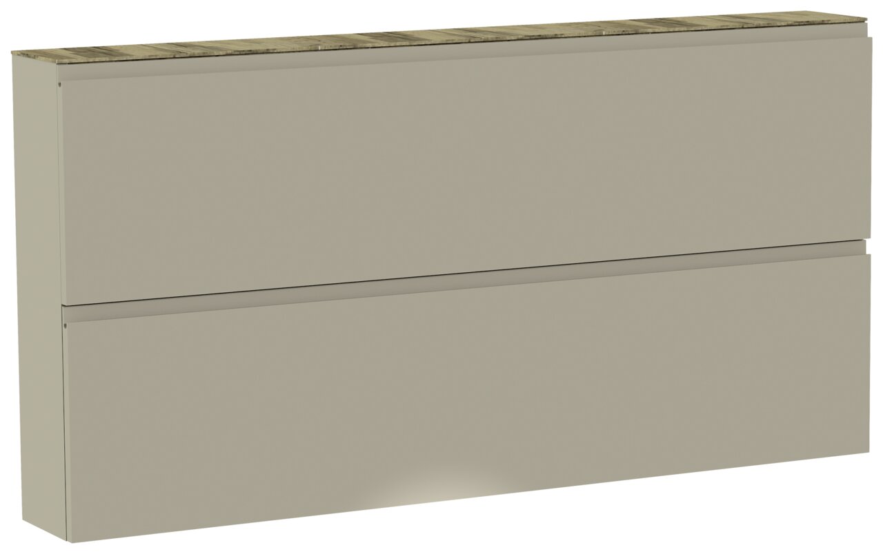 Moderano XL-Hängeschuhschrank LECCO XL-Hängeschuhschrank in Beige mit zwei Klappen, seitliche Perspektive