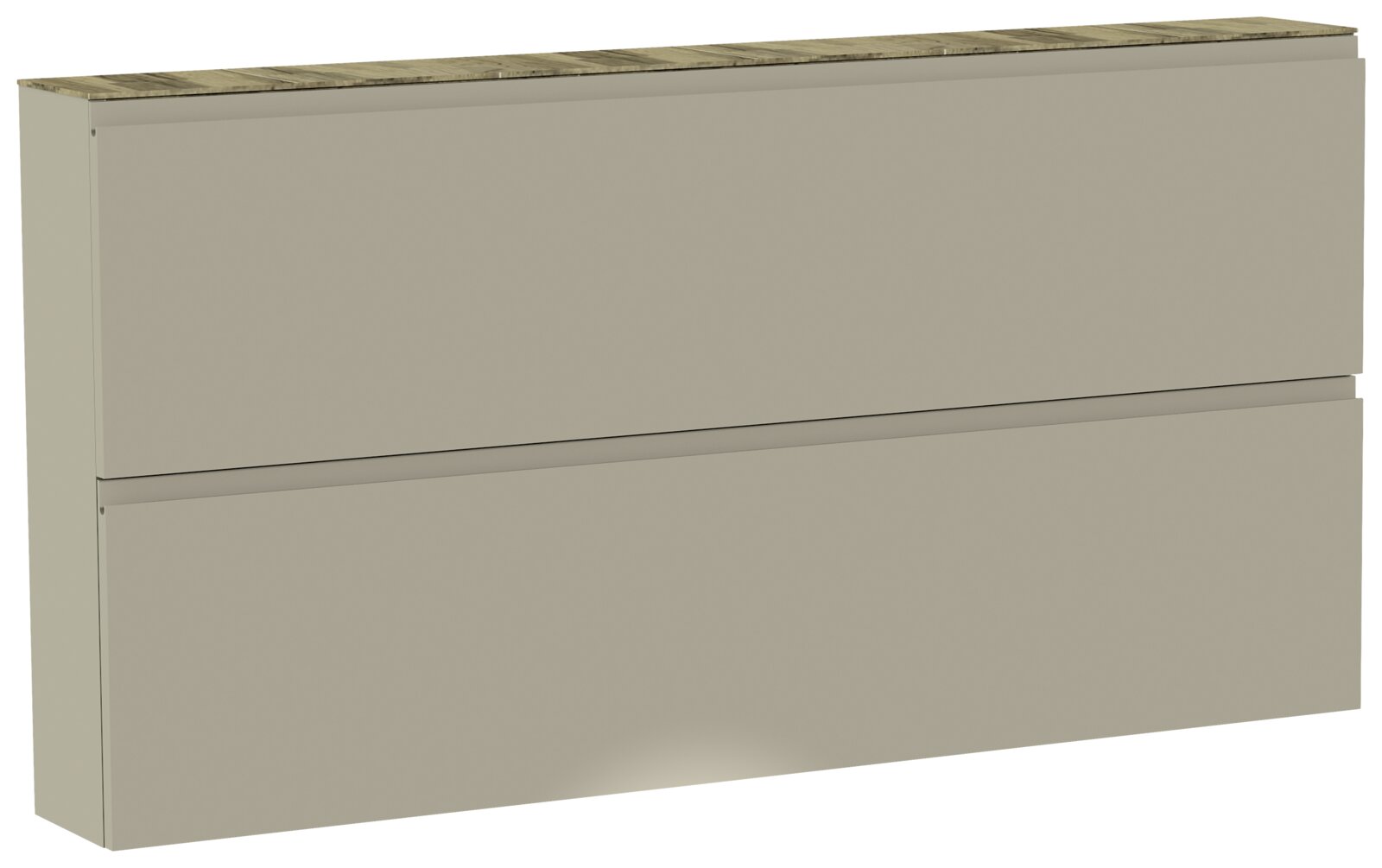 XL-Hängeschuhschrank in Beige mit zwei Klappen, seitliche Perspektive