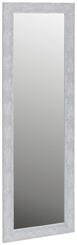 Rechteckiger Spiegel mit dekorativem Rahmen in Blattmuster, Perspektive leicht von der Seite