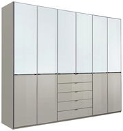 Großer Funktionsdrehtürenschrank mit fünf Türen und fünf Schubladen, Frontansicht