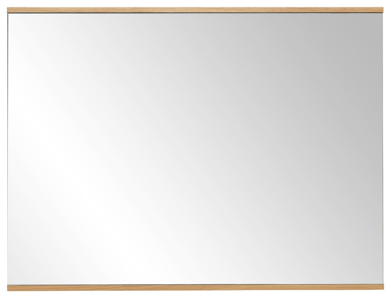 Großer rechteckiger Spiegel mit Holzrahmen, Frontalansicht