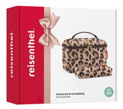 Beautycase-Set mit Leopardenmuster, bestehend aus einem großen und einem kleinen Etui, Vorderansicht.