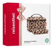 Beautycase-Set mit Leopardenmuster, bestehend aus einem großen und einem kleinen Etui, Vorderansicht.