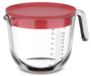 Glas-Messbecher mit rotem Deckel und Griff, 1000 ml, seitliche Ansicht