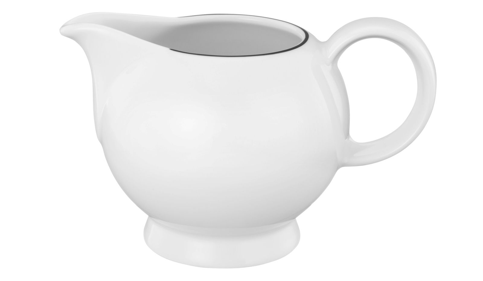 Weißes Milchkännchen Lido mit Henkel, seitliche Perspektive