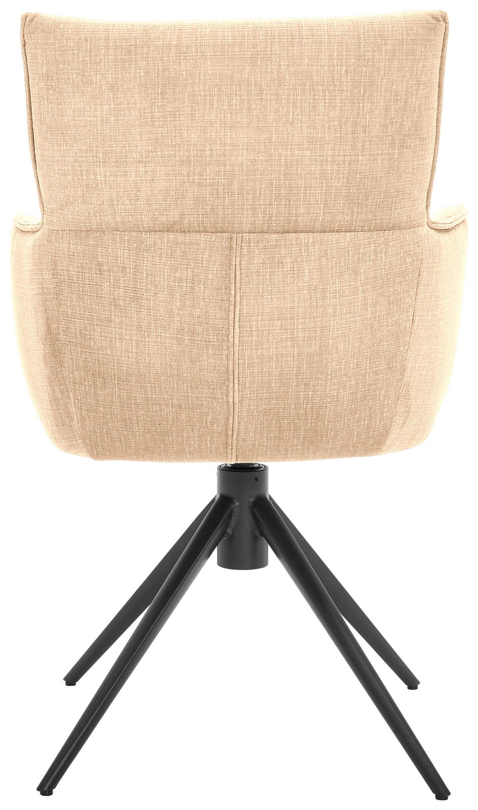 Dieter Knoll Armlehnstuhl AVELINO Rückansicht eines beigen Armlehnstuhls mit schwarzem Metallgestell