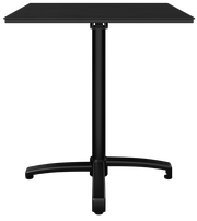 Schwarzer Bistrotisch mit quadratischer Tischplatte und zentralem Standfuß, Frontalansicht