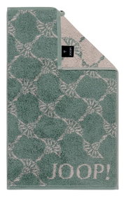 Gästetuch in Grün mit geometrischem Muster und JOOP!-Logo, Draufsicht