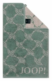 Gästetuch in Grün mit geometrischem Muster und JOOP!-Logo, Draufsicht