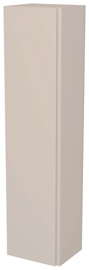 Beigefarbener Hänge-Garderobenschrank mit einer Tür, seitliche Perspektive