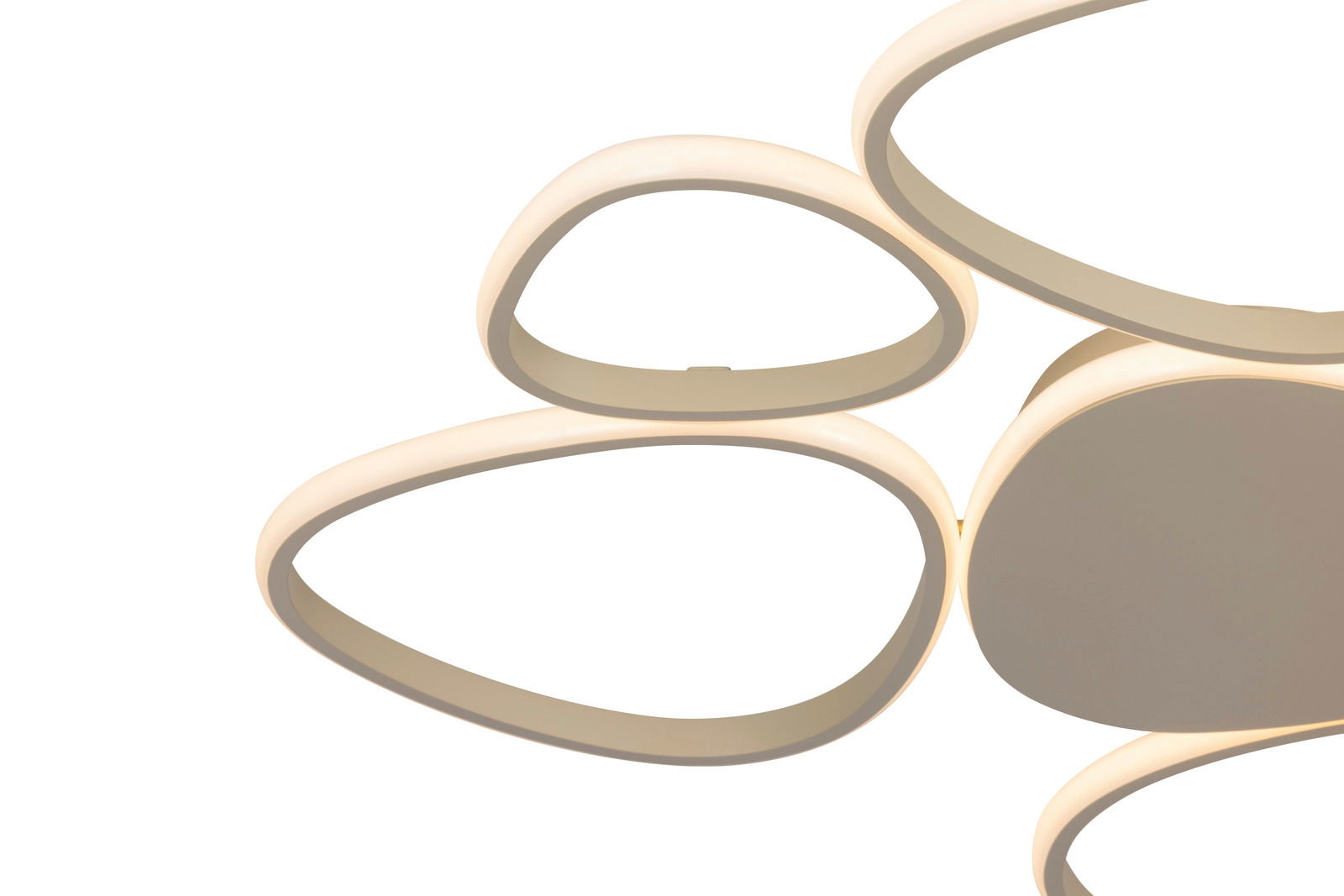 Moderne LED-Deckenleuchte mit organischen Formen, seitliche Perspektive