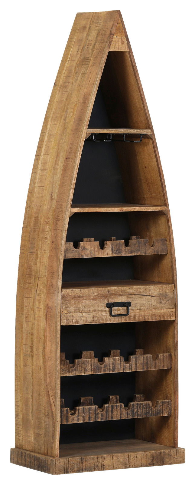 Landscape Regal BOOT BARNEY Regal in Bootsform aus Holz mit mehreren Ablagen und Flaschenhaltern, seitliche Perspektive