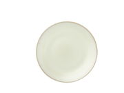 Runde, cremefarbene Keramikplatte, Draufsicht