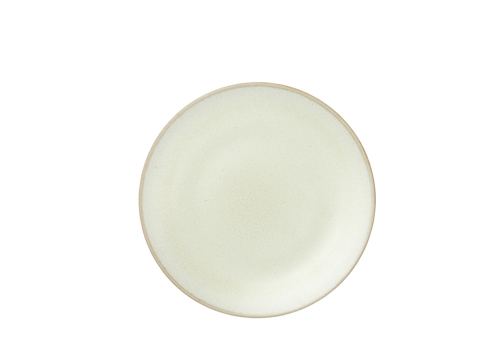 Runde, cremefarbene Keramikplatte, Draufsicht