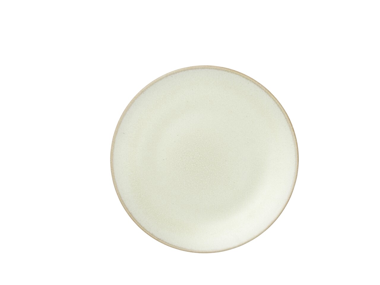 Runde, cremefarbene Keramikplatte, Draufsicht