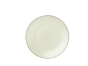 Runde, cremefarbene Keramikplatte, Draufsicht