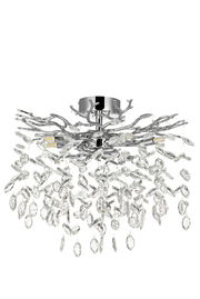 Moderne Deckenleuchte mit Kristallanhängern, seitliche Perspektive