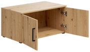 Holz-Aufsatzschrank mit zwei geöffneten Türen, Frontansicht