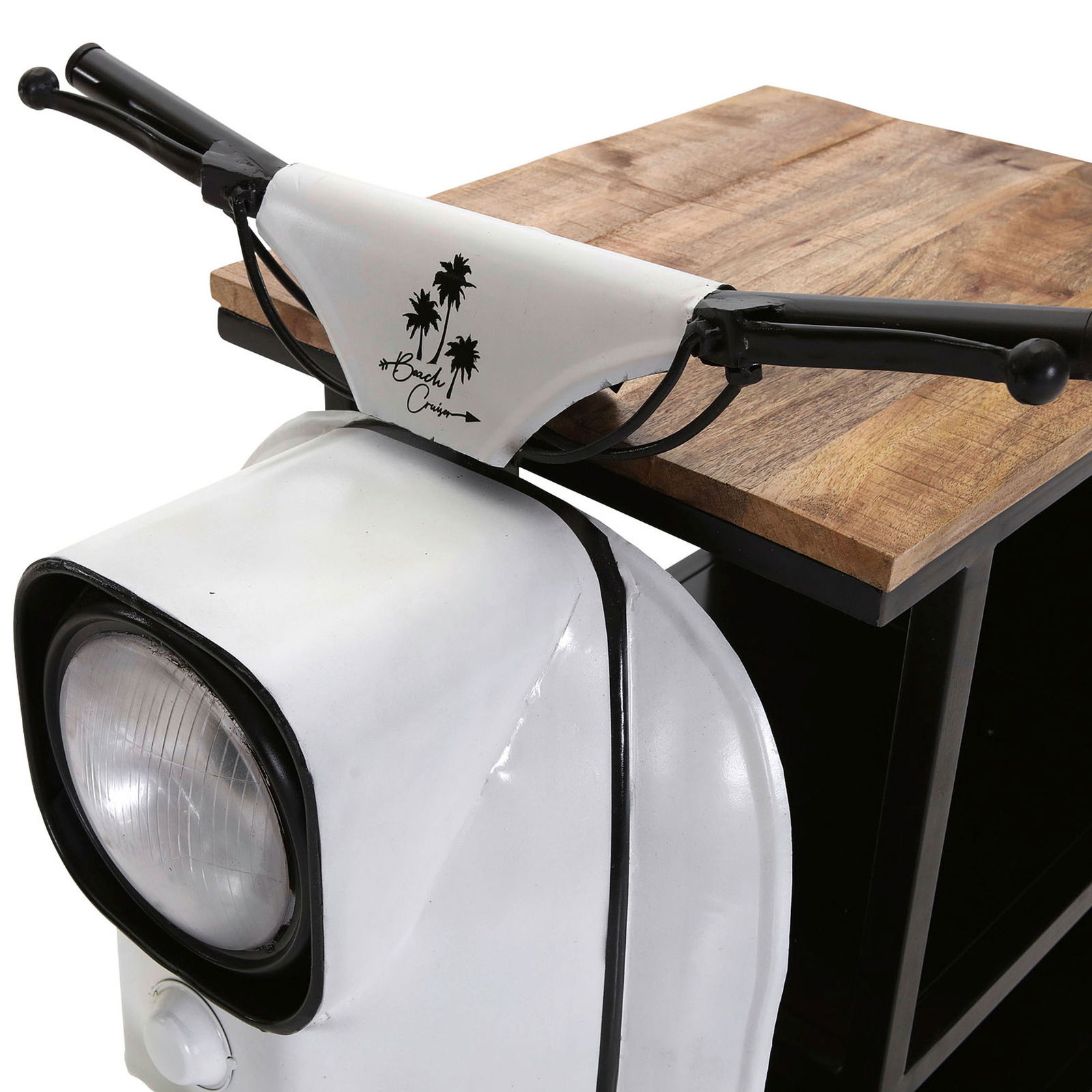 Regalelement im Vespa-Roller-Design mit Holzplatte, Vorderansicht