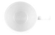 Weiße Tasse mit Henkel, Ansicht von oben