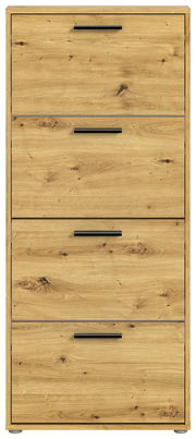 Schuhkipper aus Holz mit vier Klappen, frontale Ansicht