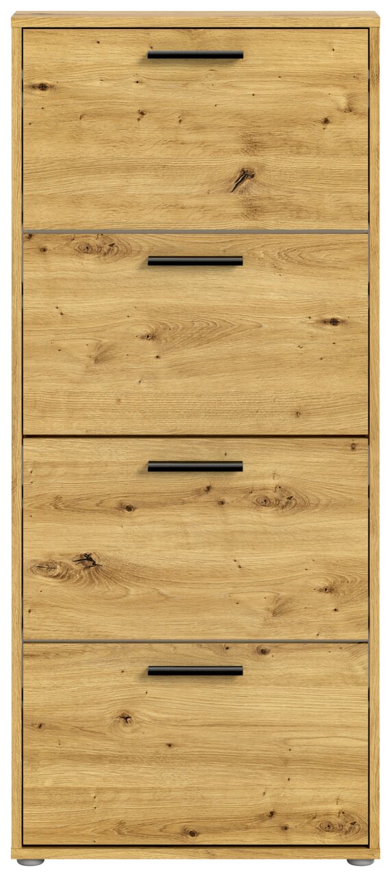 Schuhkipper aus Holz mit vier Klappen, frontale Ansicht