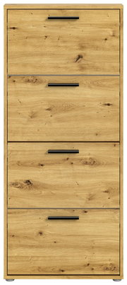 Schuhkipper aus Holz mit vier Klappen, frontale Ansicht