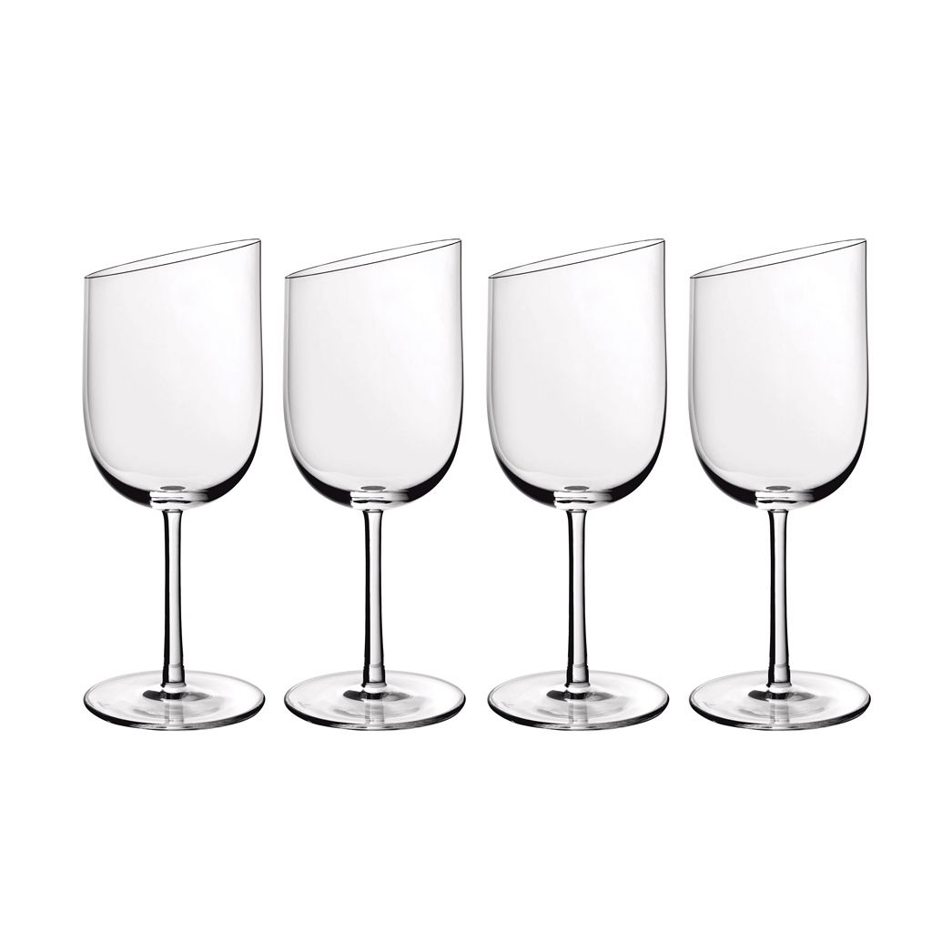 Villeroy & Boch Weißweinkelch-Set 4 tlg. NEW MOON Vier moderne Weißweinkelche mit schrägem Rand, frontal abgebildet.