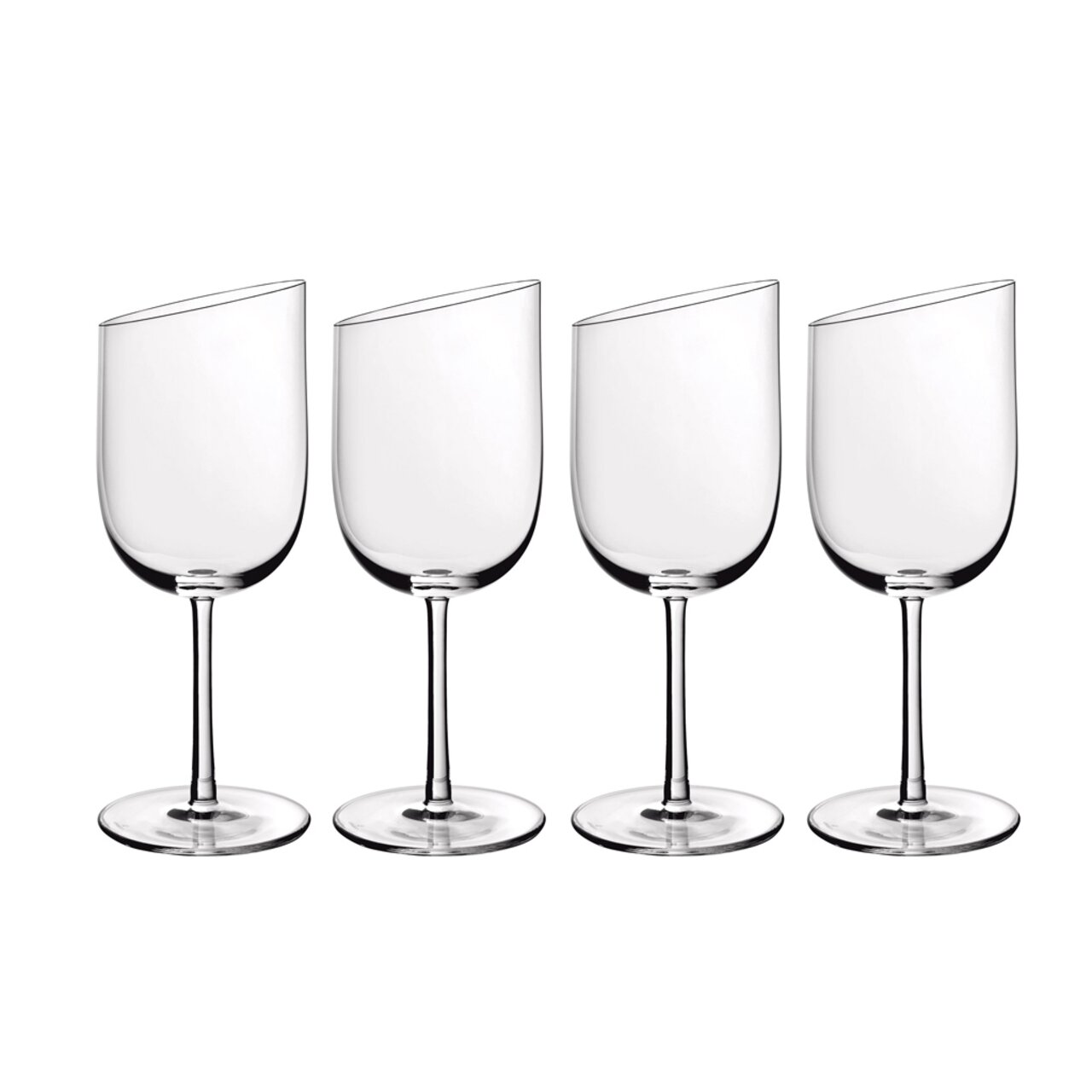 Villeroy & Boch Weißweinkelch-Set 4 tlg. NEW MOON Vier moderne Weißweinkelche mit schrägem Rand, frontal abgebildet.