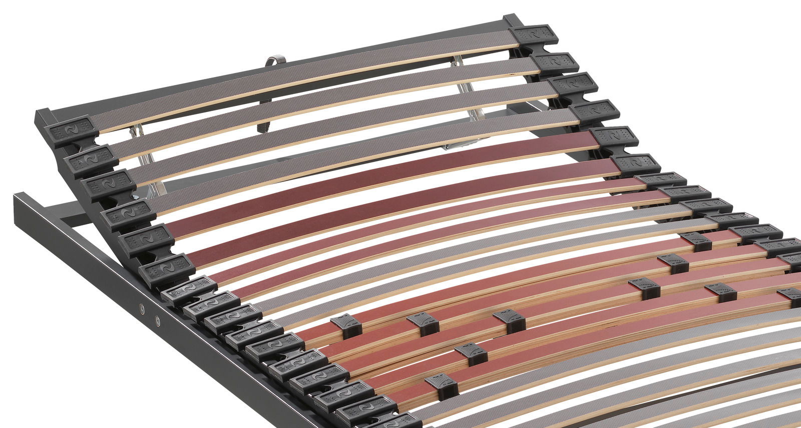 Federholzrahmen Fit KF in seitlicher Perspektive mit verstellbaren Leisten und stabiler Rahmenkonstruktion.