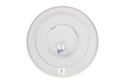 Rückansicht einer runden LED-Deckenleuchte mit sichtbaren elektrischen Anschlüssen und Schrauben.