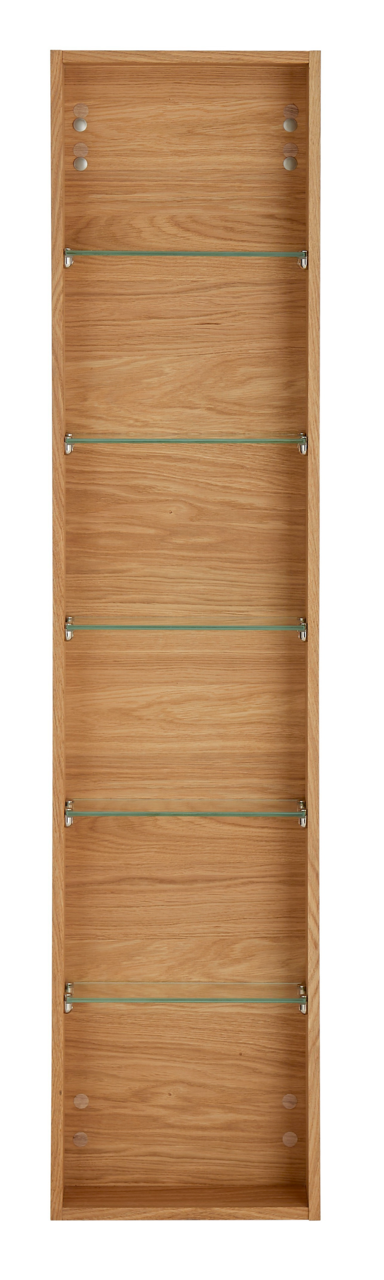 Linea Natura Regal ALBANY Holzregal mit Glasböden, frontale Ansicht