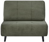 Grüner Funktionssessel mit geripptem Stoffbezug, Vorderansicht