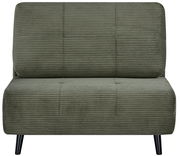 Grüner Funktionssessel mit geripptem Stoffbezug, Vorderansicht