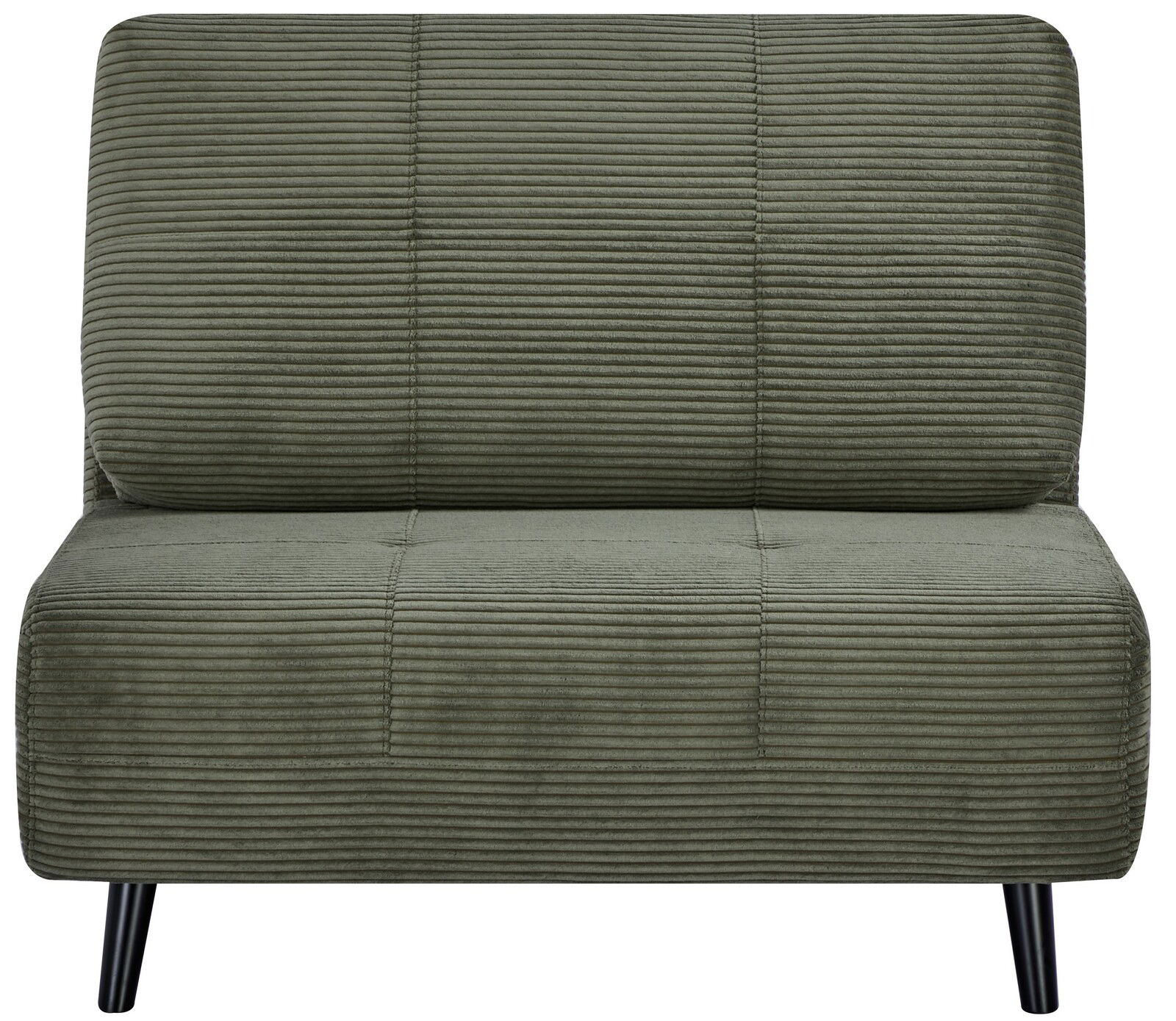 Grüner Funktionssessel mit geripptem Stoffbezug, Vorderansicht