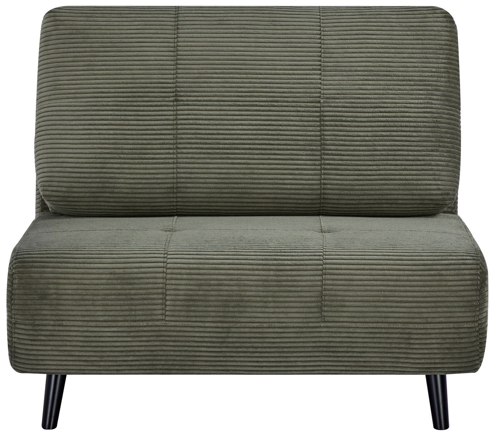 Grüner Funktionssessel mit geripptem Stoffbezug, Vorderansicht