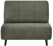 Grüner Funktionssessel mit geripptem Stoffbezug, Vorderansicht