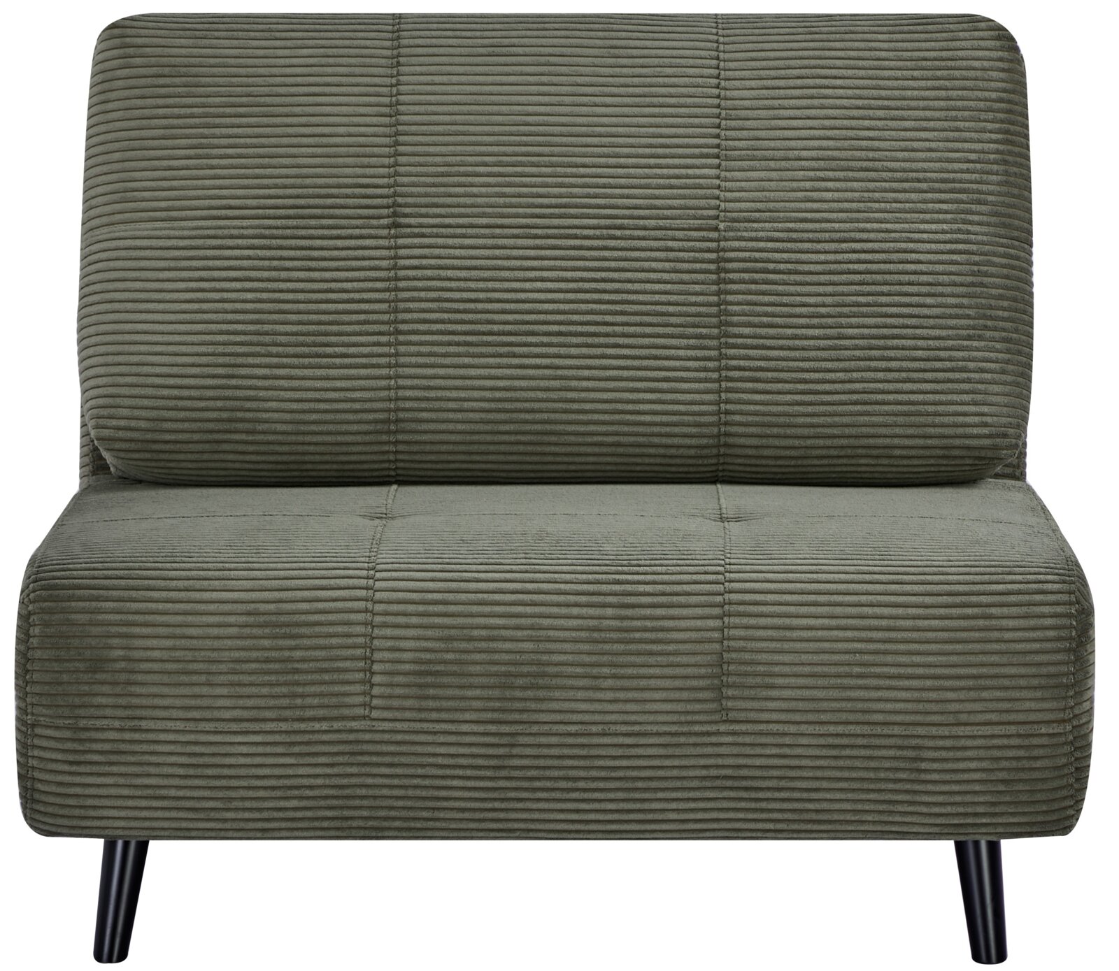 Groene functionele fauteuil met geribbelde stoffen bekleding, vooraanzicht