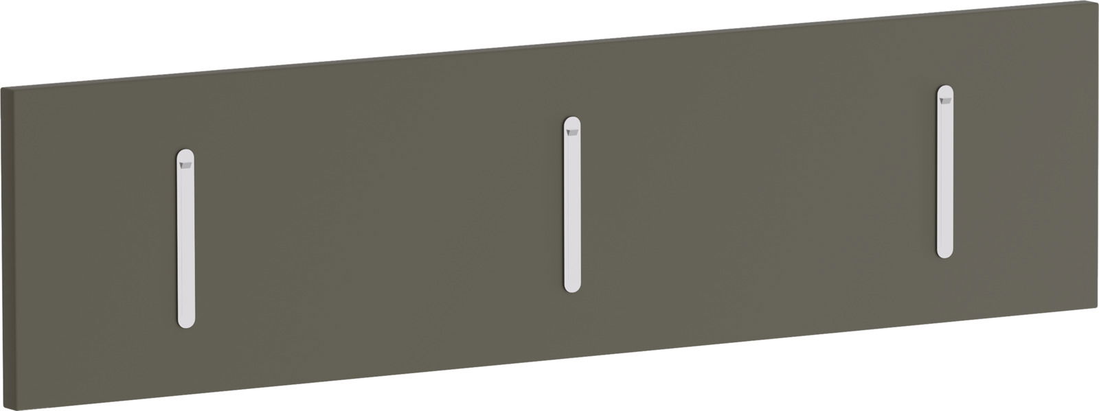 Klapphakenleiste quer in dunklem Farbton mit drei Haken, Frontalansicht