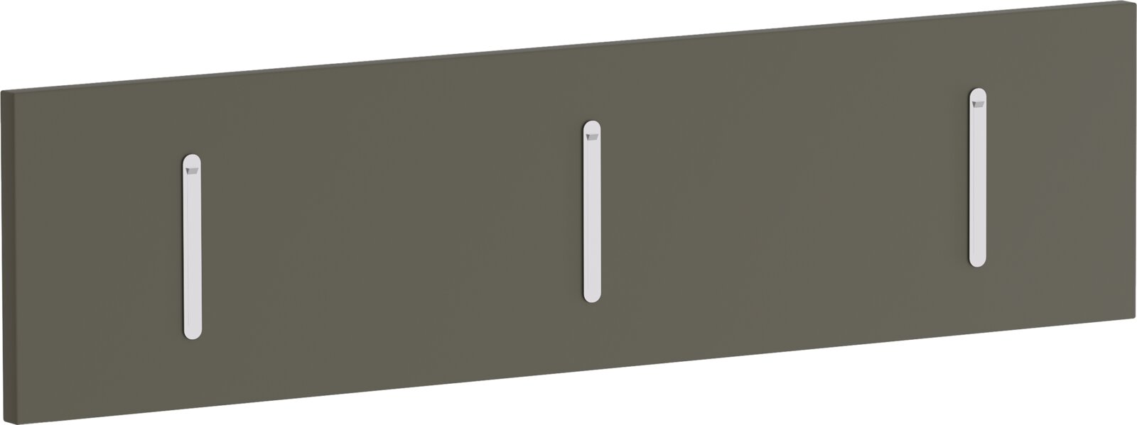 Klapphakenleiste quer in dunklem Farbton mit drei Haken, Frontalansicht