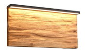 Wandleuchte aus Holz mit moderner LED-Beleuchtung, seitliche Perspektive