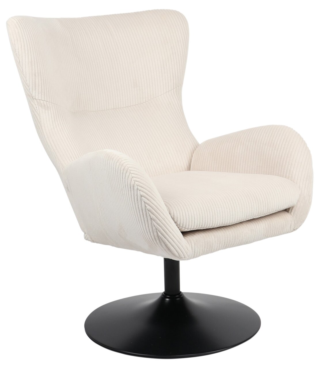 Beiger Sessel SAMOS mit schwarzem Standfuß, Vorderansicht