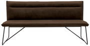 Braune Bank mit Metallbeinen, Vorderansicht