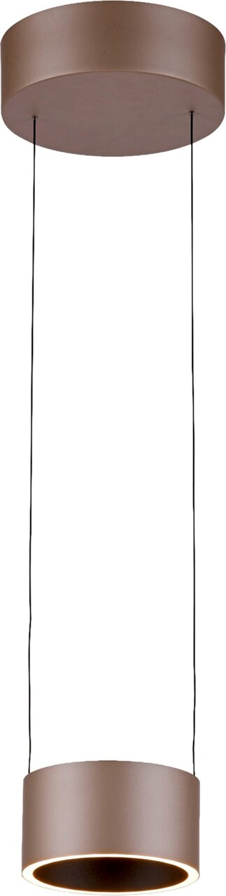 Neuhaus Pure LED-Pendelleuchte PURE CLIPSE Moderne LED-Pendelleuchte in zylindrischer Form, von unten betrachtet, mit braunem Gehäuse und warmem Licht.